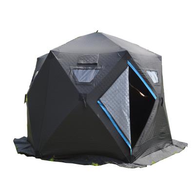 China Extended Type Hexagonal Portable Winter Insulated Quilted Automatic Ice Fishing Tent For Outdoor for sale