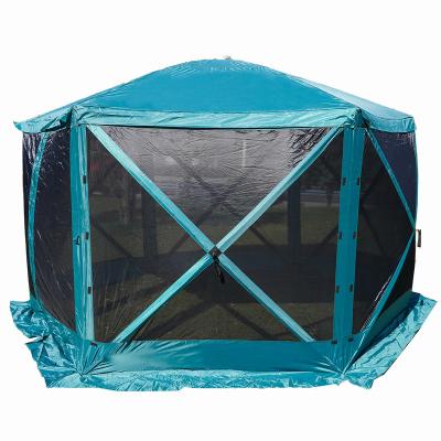 China Hexagonal Diamond Ground Nail Customized 6 Side Pop Up Screen Mesh Screen Room House Outdoor Durable Tent Garden Camping Gazebo Screen Tent for sale