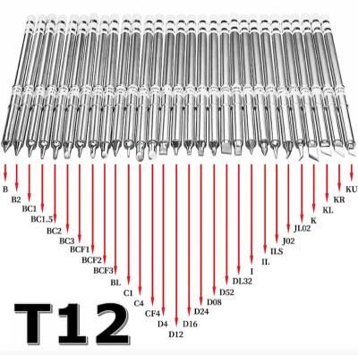 China Copper Soldering Iron Tips Point Cartridge Chisel T12 Series Tips T12-ILS Curved Welding Electrode Tip For Solderin for sale