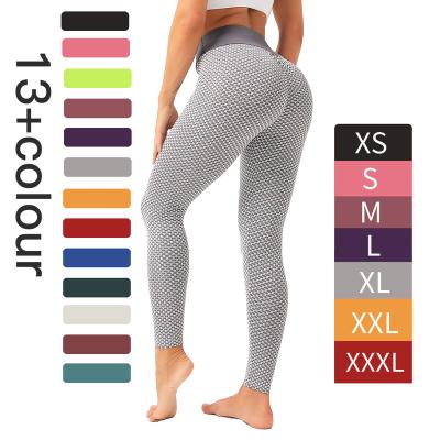 China Hot Sale Anti-UV Ladies Amazon Waist High Tights Yoga Pants Sports Workout Booty Honeycomb Butt Crack! crack! lift up tiktok leggings for women for sale