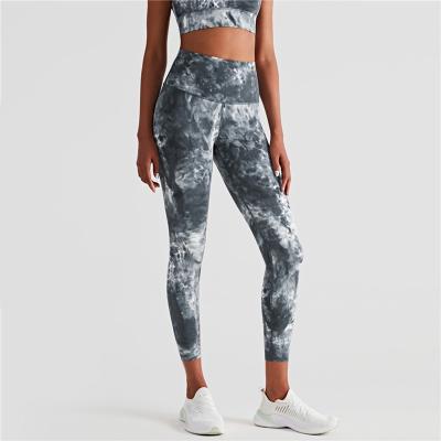 China OEM newest lulu ODM feeling Anti-UV nude sweatpants butts crack! crack! Soft Lifting Tights Prints Yoga Pants Women Tie Dye Gaiters for sale