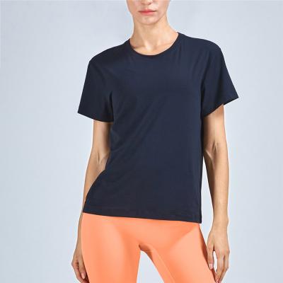 China High Quality Anti-Smell Summer Fitness Ladies Stitch Yoga Wear T-shirt Sporty Round Neck Shorts Sheath Women's T-shirts Woman T-shirt for sale