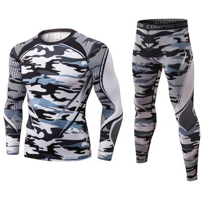 China 2 Pieces Breathable Suit Clothing Sweatpants Drop Shipping Men's Sweatshirts Sets Camouflage Print Compression Sweatsuit Men Tracker Set for sale