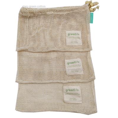 China Greencotton Eco-Friendly Reusable Reusable Net Product Cotton Mesh Fruit Organic Shopping Grocery Bag for sale