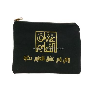 China Lady Wholesale Custom Small empty zipper cotton canvas cosmetic make up bag canvas makeup bag with logo for sale