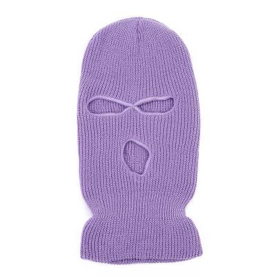 China COMMON Wholesale Acrylic Pure Color 3 Hole Ski Mask Winter Warm Knitted Face Mask Warm Knitted Balaclava for sale