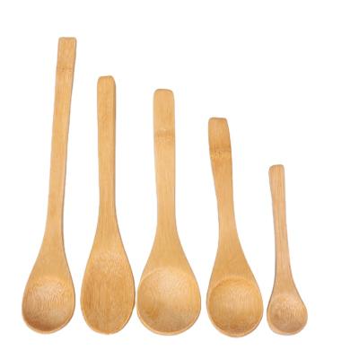 China Stored Eco-Friendly Zero Waste Natural Solid Kitchen Cooking Mini Scoop Spoon Coffee Salt Spice Fork Bamboo Wooden Spork Spoon for sale