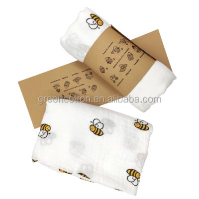 China Musical Organic Bamboo Cartoon Cotton Muslin Baby Towel Newborn Muslin Fits Babies Soft Washcloth Wrap Blanket for sale