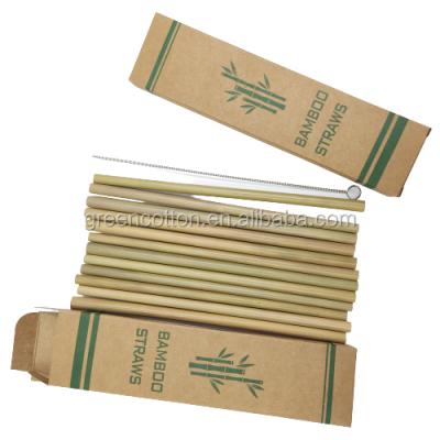 China Restaurant Cafe Custom Engraved Logo Bamboo Straw Biodegradable Natural Wood Bamboo Reusable Drinking Straw for sale