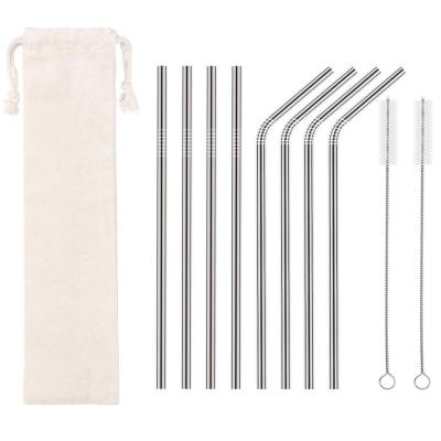 China Metal Straws Can Custom Wholesale Logo Metal Straws Set Custom Reusable Straw Set Stainless Steel Drinking Brush Logo for sale