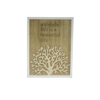 China Customized Eco-friendly Exquisite Retro Frame Shape Wood Carving Wall Decor For Home Decoration for sale