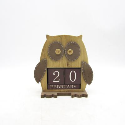 China Minimalist Calendar Home Decor Wooden Owl Decorate Calendar Date Blocks and Days for sale