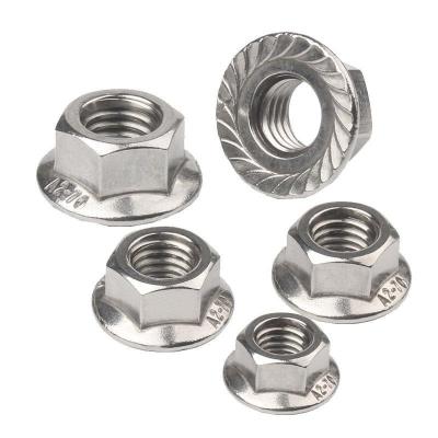 China Heavy industry ANSI/ASME B18.2.2 304 316 flange inch size stainless steel nut serrated alloy nylon pa66 copper brass aluminum for sale