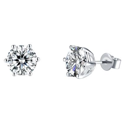 China Vintage TianShiZhiYue Luxury New S925 Four Claws Moissanite 0.5/1ct Sterling Silver Gemstones Plated Women Earrings for sale