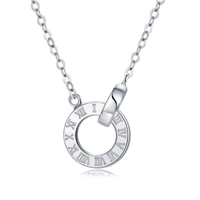 China TianShiZhiYue Punk Circle 925 Sterling Silver Pendant Necklace For Women for sale