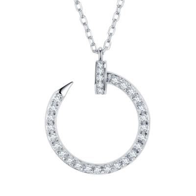 China Tianshizhiyue Tianshizhiyue 18k white gold VVS1 D color hook shaped luxury FASHIONABLE moissanite nail pendant necklace for sale