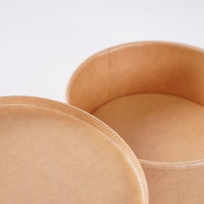 China Factory Wholesale Microwavable OEM Service Customized Brown Disposable Salad Paper Bowl Food Container Wrapping Paper With Lids for sale