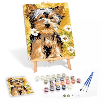 China Japan Style YH-2067 Hot Selling Home Decor DIY Paint By Numbers Kits For Kids/Adults Wall Art Dog Hand Painted Oil Painting By Numbers for sale