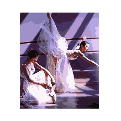 China wholesale impressionist adult woman ballet dance oil painting painting on canvas diy digital paint by numbers for home decoration for sale