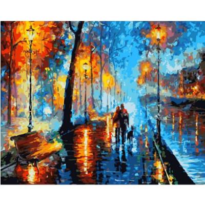 China Hand Painted Decorative Impressionist Paris Street Canvas Painting Wall Art DIY Painting By Numbers for sale