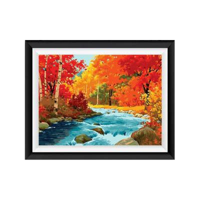 China DIY Landscape Painting Red Maple Valley Oil Painting Realistic Oil Painting By Numbers Stain Factory Supply Supplier Direct Wholesale for sale