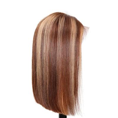 China All 100% Short Human Hair Wigs Skin Color Bob Lace Front Wigs Virgin Hair Brazilian Lace Frontal Headband For Women for sale