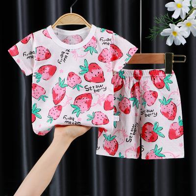 China 6 Designs Girls And Boys Casual Clothes Sets Cotton Children Clothes Baby Short Sleeve Shorts Suit Kids Clothes for sale