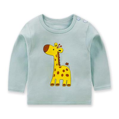 China Little Round Neck Casual Hemming Dress, Cotton Children's Long Sleeve Top With Cute Cartoon Pattern for sale