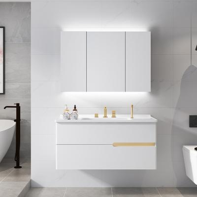 China Factory Price Modern Cheap Single Sink Cabinet White With Floating Bathroom Vanity Wall Mount Hotel Cabinet for sale