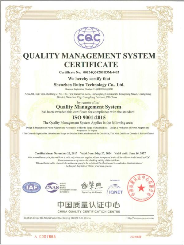 ISO9001:2015 - Shenzhen Ruiyu(Fuyun) Technology Co., Ltd.