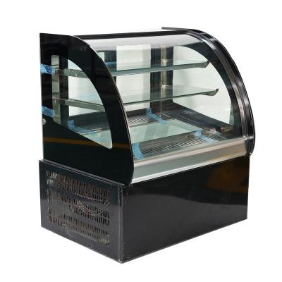 China Display refrigerator showcase Vegetable Fruit Cake Display Freezer Black Marble Display Cooler for sale