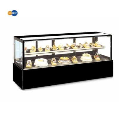 China DOBEST Door Cake Freezer Dessert Refrigerator Bakery Display Cabinet Custom Glass Display Cooler Double Layers Tempered Glass for sale