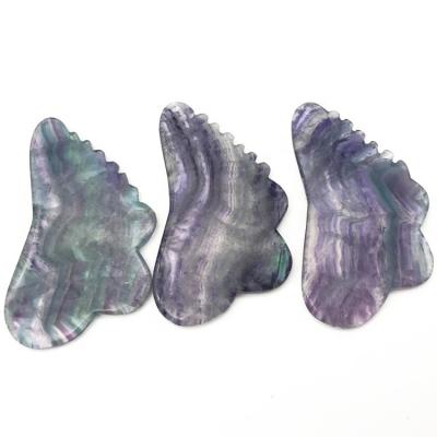 China Handheld Rainbow Guasha Scraping Fluorite Jade Stone Gua Sha Board Gua Sha Tool Face Massager Guasha Board for sale