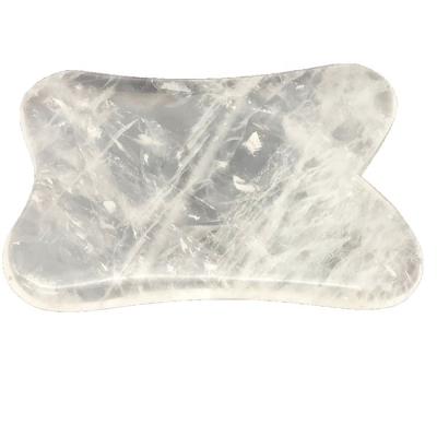 China Natural White Clear Quartz Facial Gua Sha Jade Guasha Stone Massage Tools for Face and Body Gua Sha Massager for sale