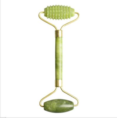 China Face Jade Roller Xiuyan Green Jade Face Massage Jade Roller With Box Facial Roller Beauty Skin Care for sale