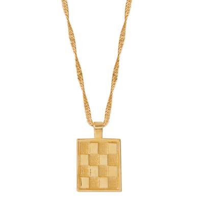 China Waterproof / Tarnish Non Tarnish Free Square Pending 18k Gold Plated Necklace Jewelry Women's Ins Hot Selling for sale