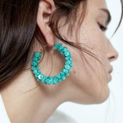 China Tasty hot selling /Fashionable drop shipping fashion cheap gold plated statement boho big miyuki beaded women gold hoop earrings for sale