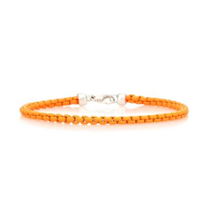 China Minimal Neon Orange /Tiny /Fancy Jewelry Custom Stainless Steel Color Box Chain Anklet for sale