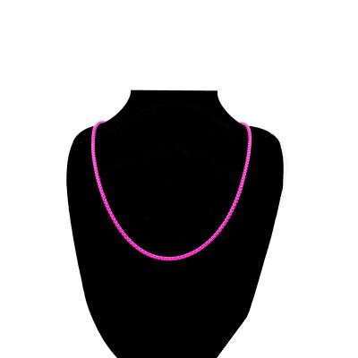 China Jewelry Minimal Fashionable Pop /Tiny /Fancy Neon Fuchsia Color Lacquer Coated Stainless Steel Simple Box Chain Choker Necklace for sale