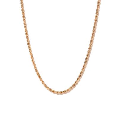 China Environmental Friendly Hot Sale Rose Gold Cuban Link Twisted Rope Chain Choker Necklace for sale