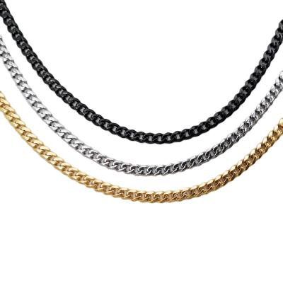 China Custom Chunky Thick Black Gold Choker Necklace Jewelry Stainless Steel DIY Flat Restrictor Link Chain Environmentally Friendly for sale