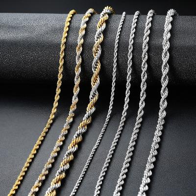 China Environmentally Friendly Custom Made Layered Cuban Rope Men's Gold Link Statement Necklace Chain for sale