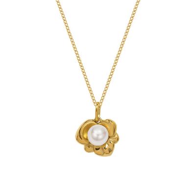 China LUXURY 18k Gold Necklace Lotus Flower Bead Charm Chain Necklace For Women for sale