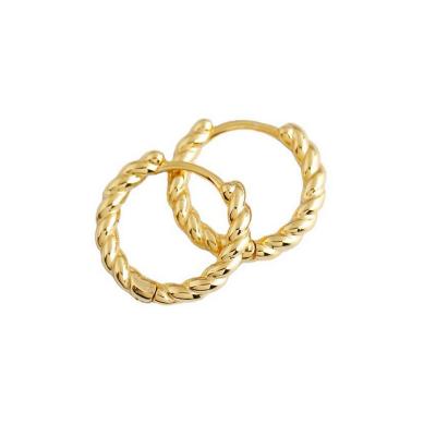 China Wholesale Minimal /Tiny /Fancy Jewelry Gold Plated Silver Twist Wire Chain 925 Circle Earrings for sale