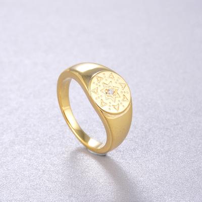 China Environmental Friendly Newcomer Seal Minimalist Moon And Star Ring Gold Plated Ring for sale