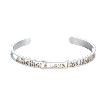 China Fashion Wholesale Custom Letter Cut Out Mom Stainless Steel Bangle Bracelet for sale