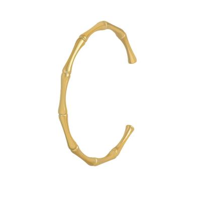 China Fashion Adjustable Bamboo Stainless Steel Chic Gold Plated Cuff Bangle Bracelet for sale