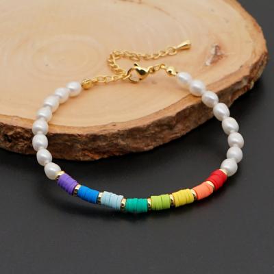 China Mexican Clay Summer Pulseras Bracelet /Tiny /Fancy Jewelry Women Pearl Jewelry Minimal Cool Polymer Chain Bracelet for sale