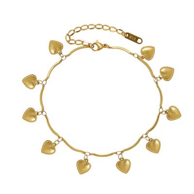 China Korean Minimal Blast Heart Stainless Steel Fashion Jewelry /Tiny /Fancy Charm Pending Anklet Bracelet for sale