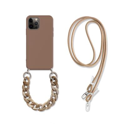 China New Designer Lightweight Weighted Portable Soft /Anti-Crash/Dust-Proof Handbag Cross - Body Morandi Color Lucite Link Chain Mobile Phone Cover for sale